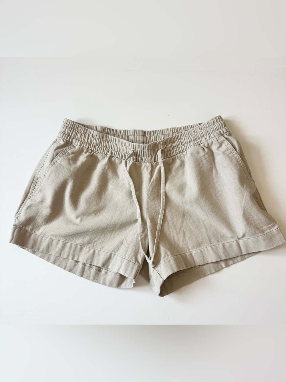 Old Navy Linen Blend Pull-On Shorts With Drawstring, Stone Beige, Women's Small